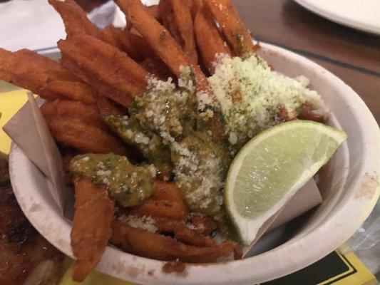 Sweet Potato Fries with Green Chili