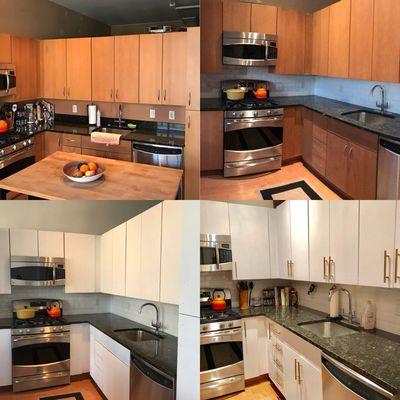 Kitchen Refresh - Backsplash, cabinets painted, custom cabinet pulls