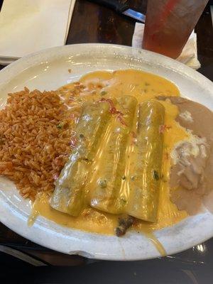 Enchiladas with Chili con queso