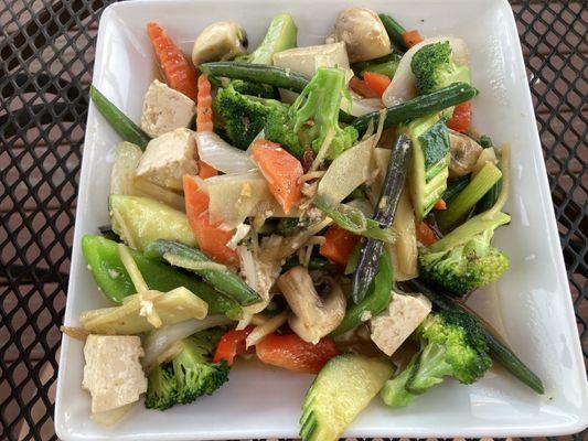 Ginger  Tofu and vegetable. I was so happy to get some Thai-Lao food and veggies and fiber while visiting Belfast Maine!