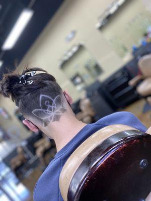 Barber undercut design lotus meditation spiritual