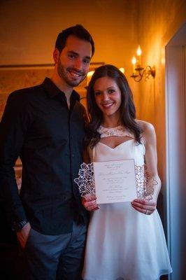 The Bachelorette's Desiree Hartsock and Chris Siegfried with their Stationery Bliss Invitation