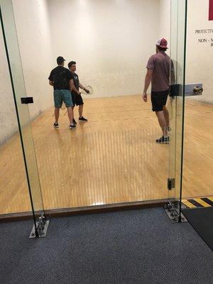 Playing racketball!