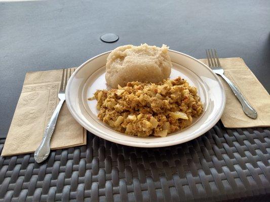 Pumpkin Seed, Peanut, Cabbage with Garri Fufu