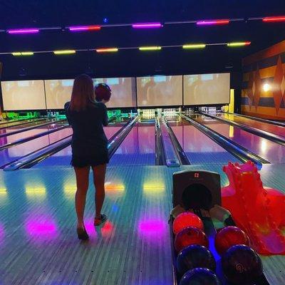 Bowling in a light show! Boom!