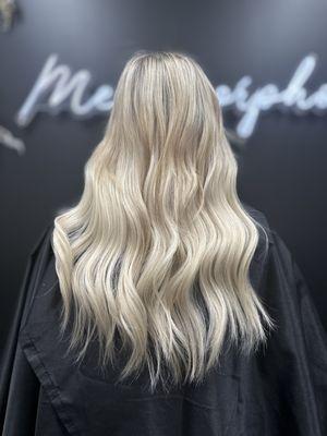 Blonde balayage with extensions