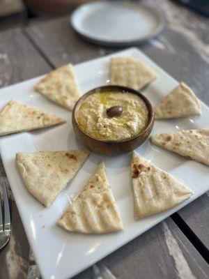 Hummus and pita platter