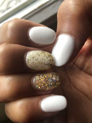 Gold and white dip powder nails $41