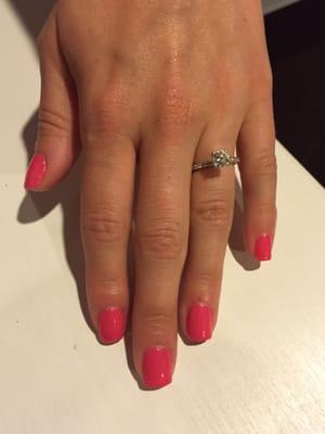 Gel mani by Jess in CND Pink Bikini. Get the manicure/pedicure membership- $30/month for unlimited gel manis and pedis!!! SO worth it!