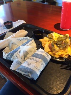 The Party combo...2 party tacos, party burrito, and party nachos with a medium drink for only 5 bucks!