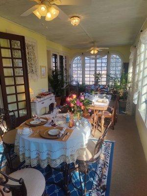 The sunroom where breakfast was served.