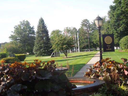 The beautiful Enfield Town Green in front of City Hall - home of three veteran memorials