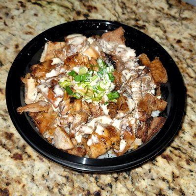 Large steak and chicken bowl.