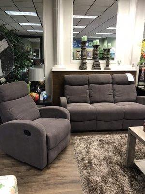 Small reclining sofa. Great for an R V or tiny space. Buy the sofa and get the recliner for 1/2 price when you mention Yelp!