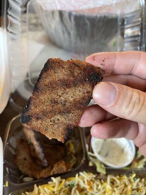 Dry, grilled gyro meat