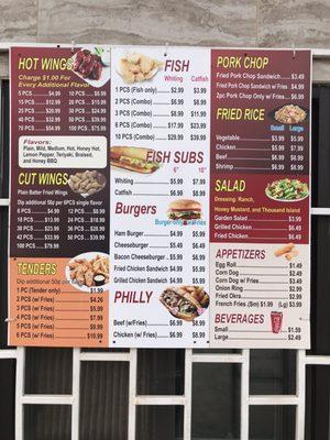 Exterior Menu as of January 2020