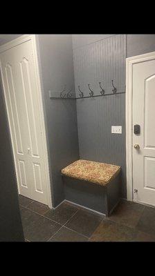 Interior mudroom: ceiling, walls, doors.