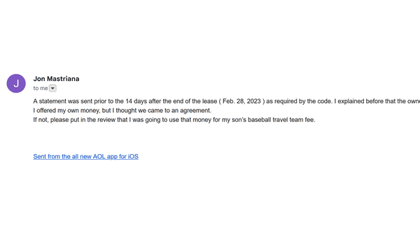 "...Please put in the review that I was going to use that money for my son's baseball travel team fee." Jon Mastriana