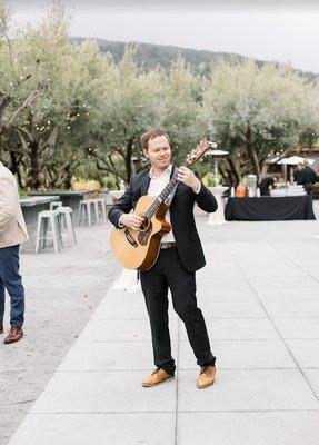 Christopher playing at Mohi winery in Morgan Hill, California