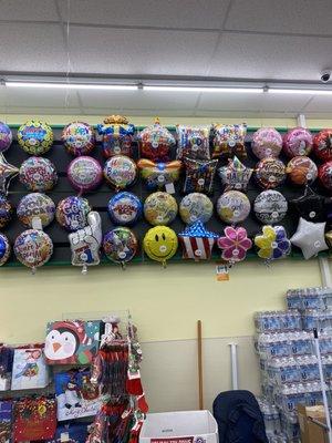 Nice selection of helium balloons. Don't pay twice as much at the party supply chain store.