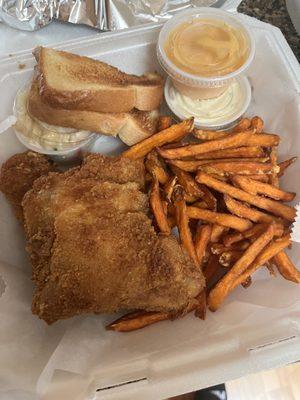 1/4 Broasted chicken - dark with sweet potato fries - carryout