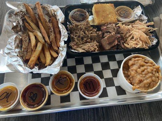 Fries- were great and the cornbread is good as well as the brisket.