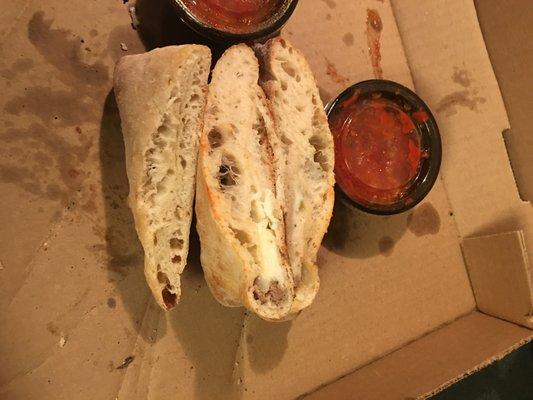 Meatball calzone with no meatballs