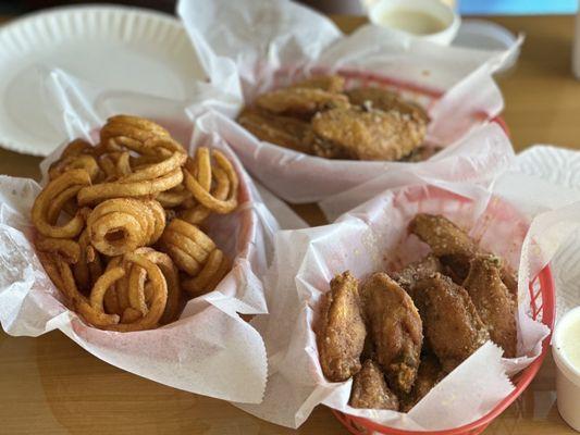 Curly Fries and Old Bay Butter Garlic