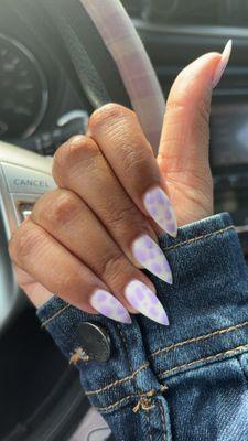 Purple cow patterned nails