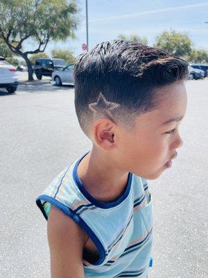 Haircut with a star design