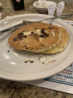 Chocolate chip pancakes (comes with three of them.  Hungry me already ate one before I took this photo)