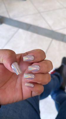 Acrylic. Holographic nails