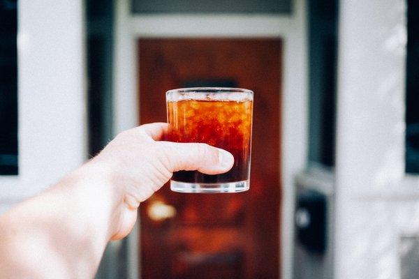 Japanese style flash brew iced coffee.