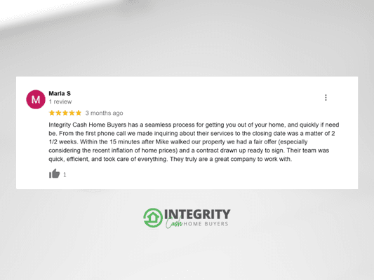 google review of integrity cash home buyers