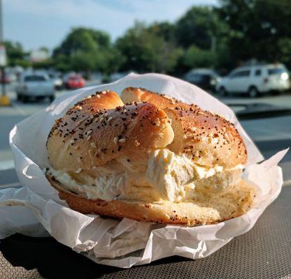 Toasted Everything Bagel w/ extra cream cheese