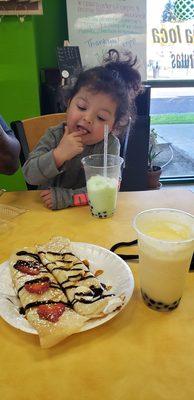 GREAT smoothies and loved the crepes!! New nice and friendly owners. Definitely worth stopping by for a sweet treat!