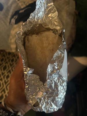 Vegetarian burrito double wrap