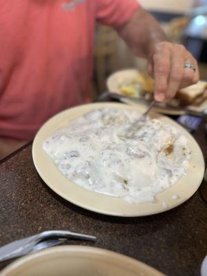 Sausage gravy and biscuits