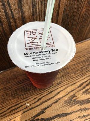 Sour hawberry tea. Must order when you got a spicy dish