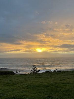 View of sunset off the side of Inn, ability to see from balconies.