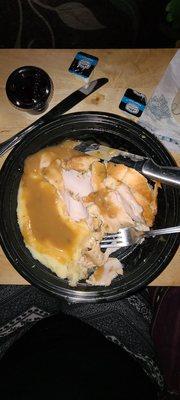 Hot Turkey Dinner with Homemade Mashed potatoes & Gravy tons of Turkey