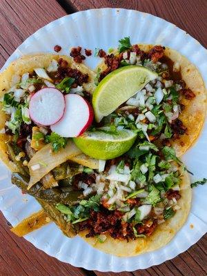 Three Chorizo Tacos (all the fixings)