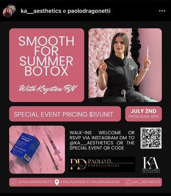 Pop-Up Event: Smooth for Summer Botox - July 2nd 10 am - 6 pm