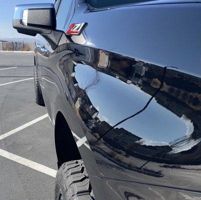 This Silverado lookin GLOSSY after paint correction and ceramic coating!