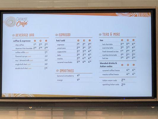 The beverage menu (there are specialty drinks that come up everyday too).