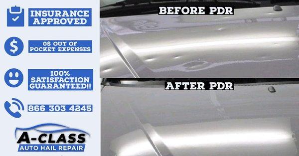 Hail Paintless Dent Repair - before/after