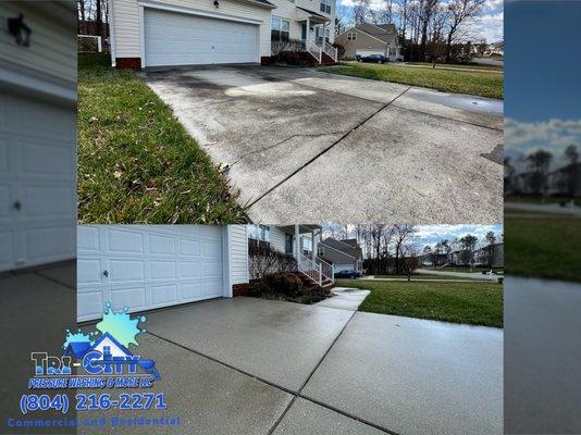 Driveway cleaning, Before & After, Pressure Washing Service.