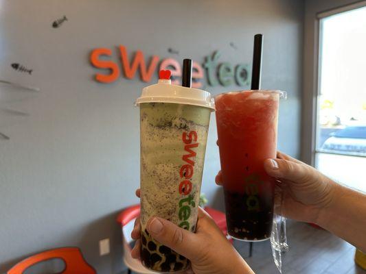 Sunday treat! Brulee Oreo Matcha & Watermelon Cooler