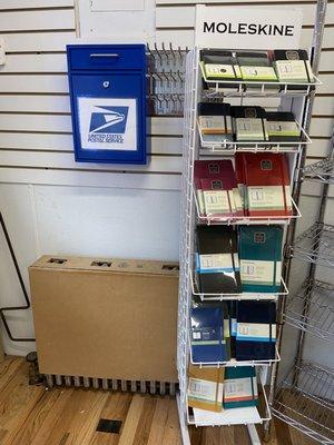 Moleskine and USPS dropbox.