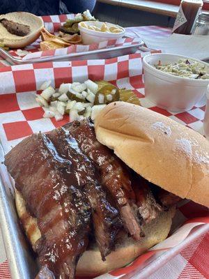 Sliced brisket bbq sandwich